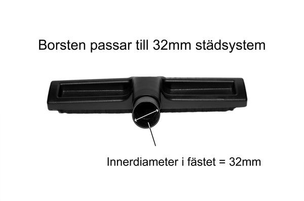 Parkettmunstycke 30cm borst/hjul, svart eller vit
